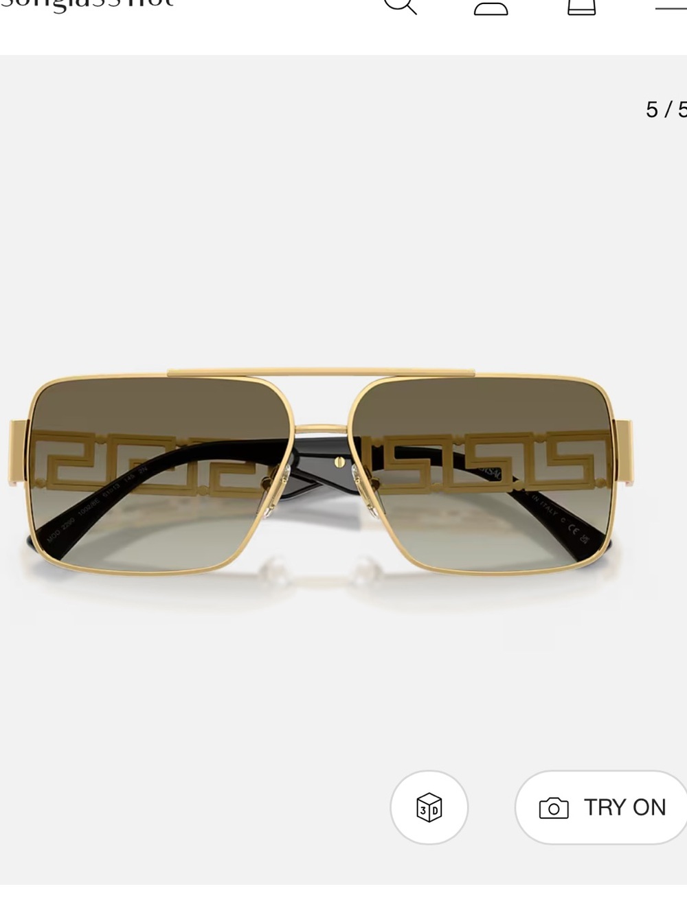 Versace Gold Metal Sunglasses with Brown Gradient Lenses (100% Authentic)